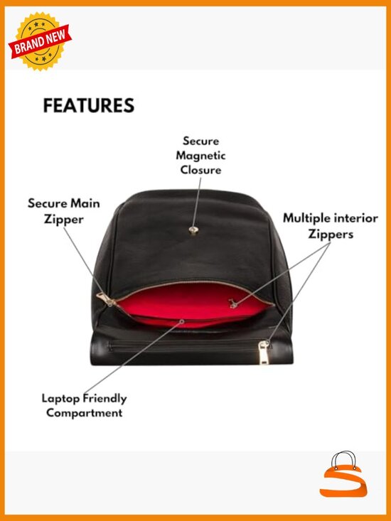 Vegan Leather Laptop Backpack for Travel Work Daily Use - Large Eco-Friendly main image 4